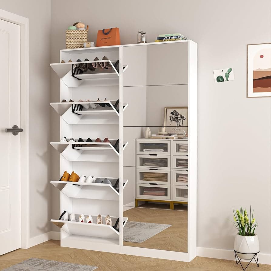 Mirror‑Front Shoe Cabinet